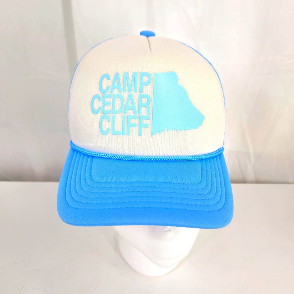 Camp Cedar Cliff Trucker Hat Mesh Back Snapback White Powder Baby Blue One Size
